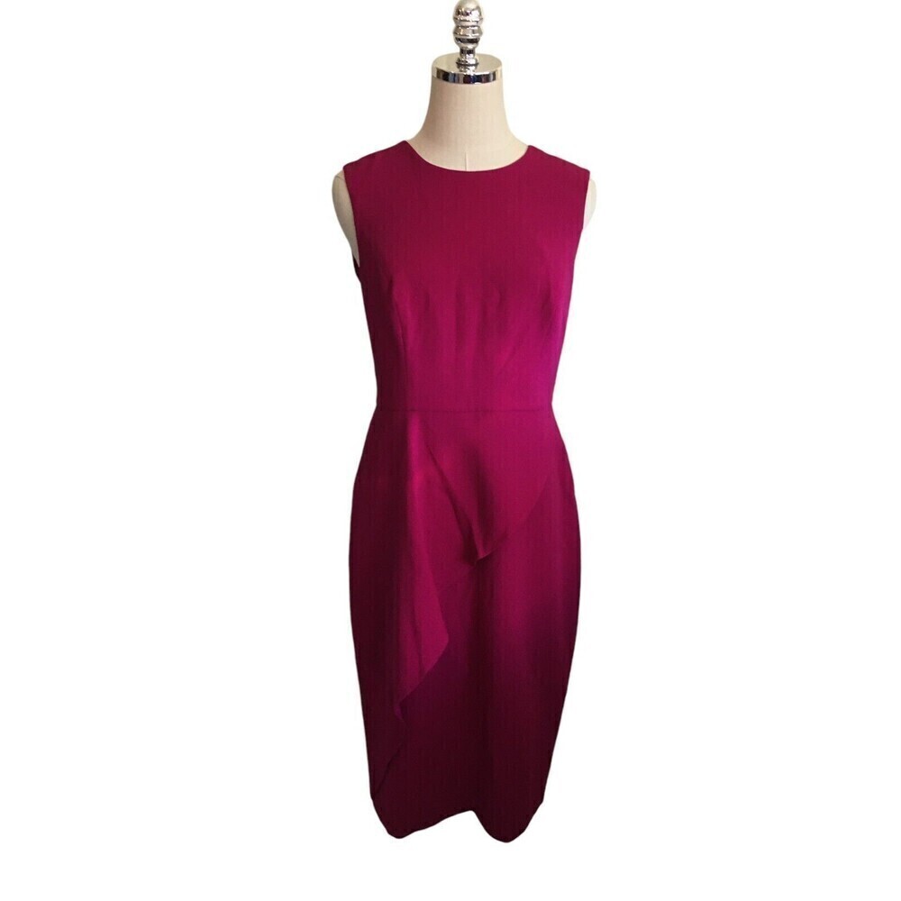 Eliza J Magenta Sheath Midi Dress Size 8 Women's Power Dressing Quiet Luxury NEW